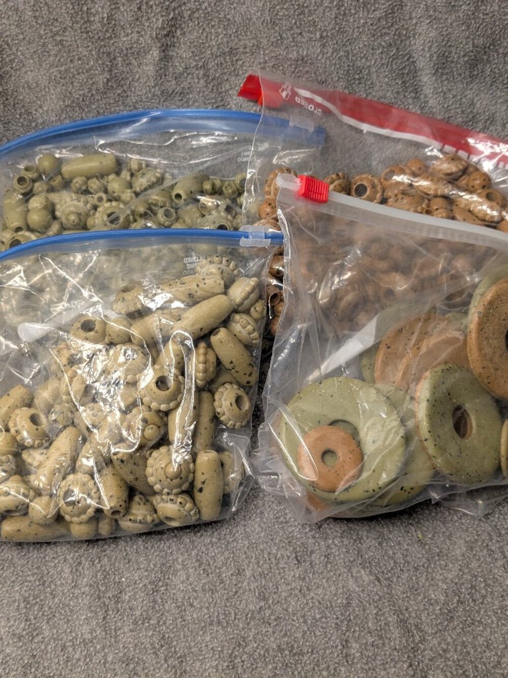 Lot of Speckled, Textured Different Size Beads